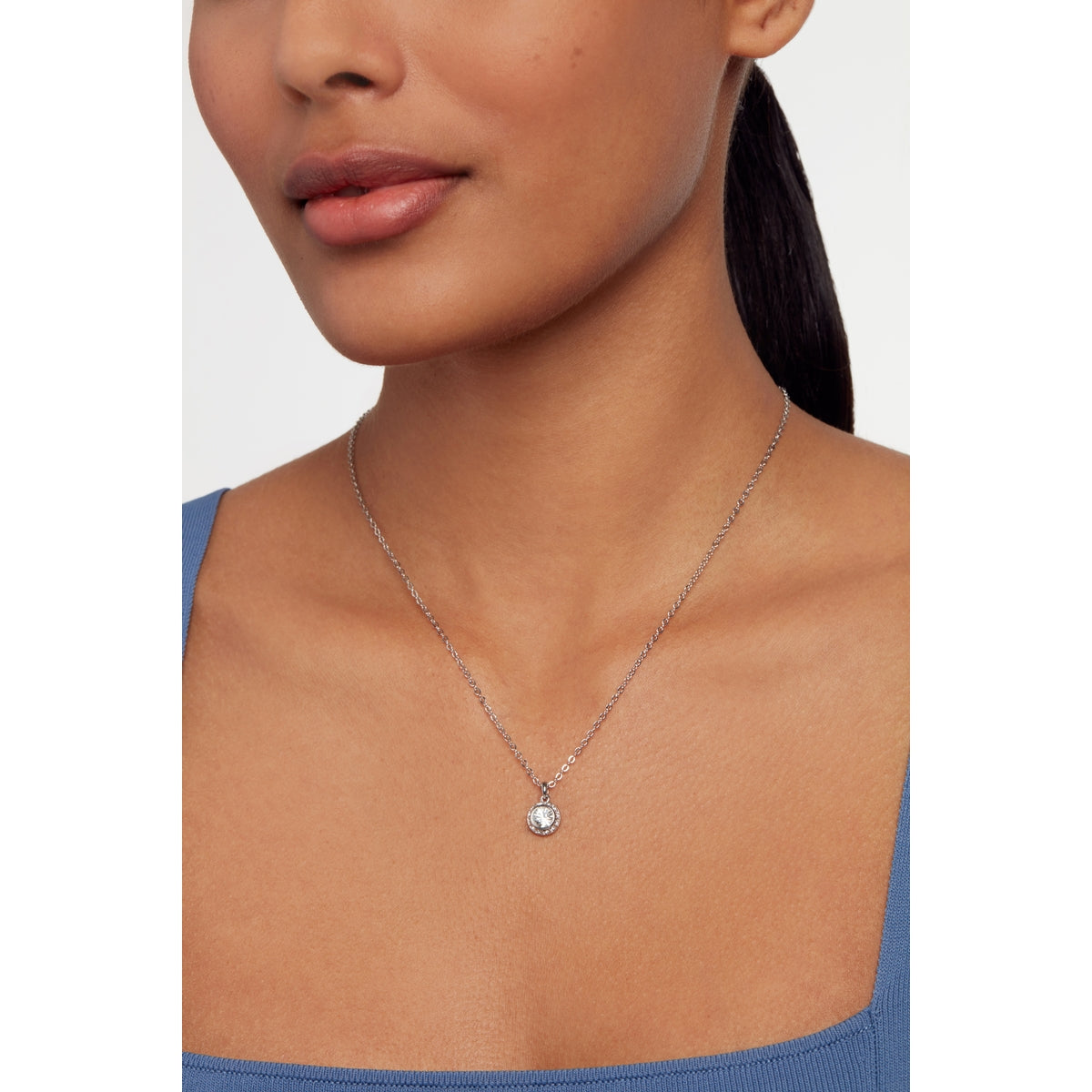 ted baker soltell: solitaire sparkle crystal pendant necklace silver tone, clear crystal