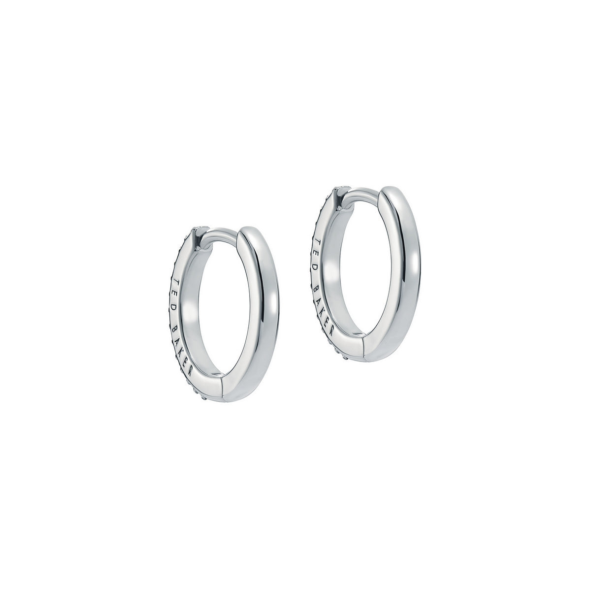 ted baker heplie: crystal hoop earrings (14mm) silver tone, clear crystal