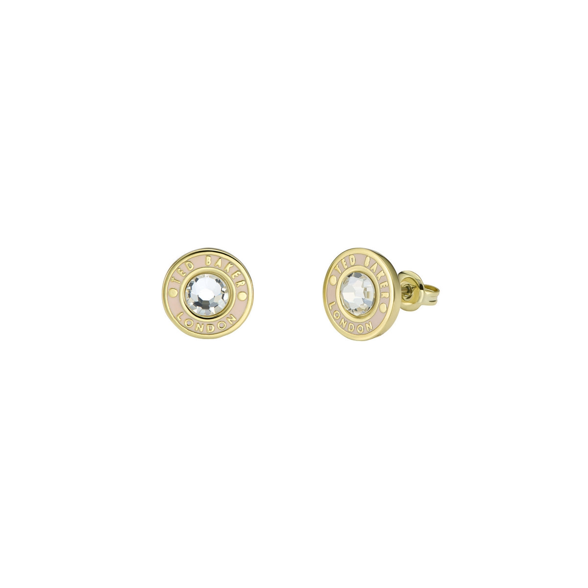 ted baker cherelle: crystal button stud earrings gold tone, pink crystal