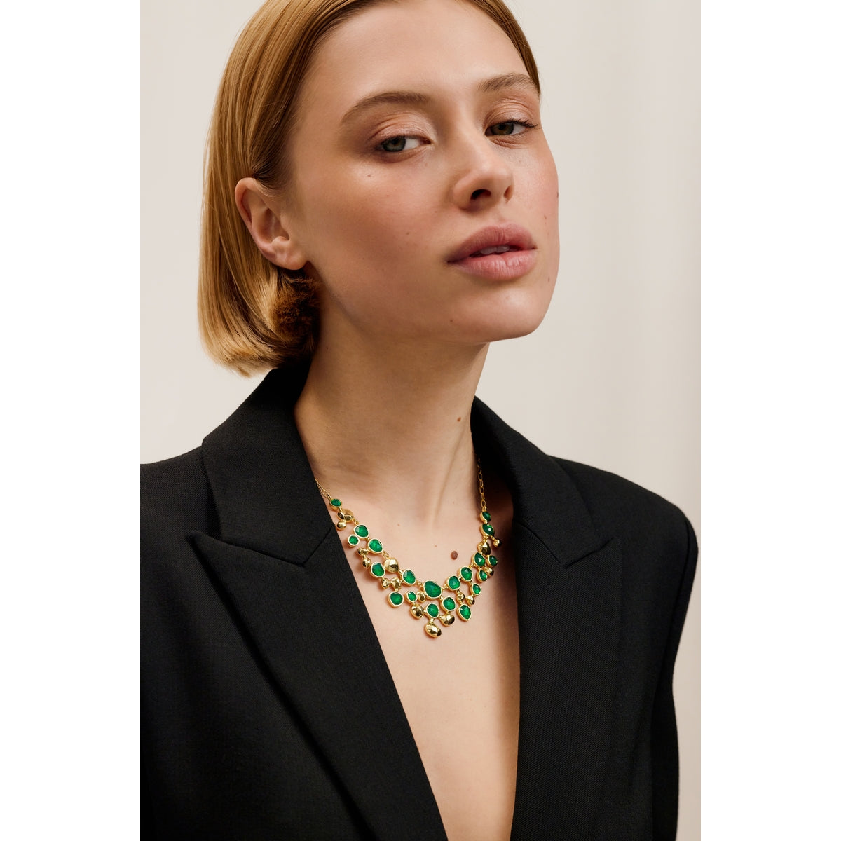 ted baker periela: pebble stone necklace gold tone, green