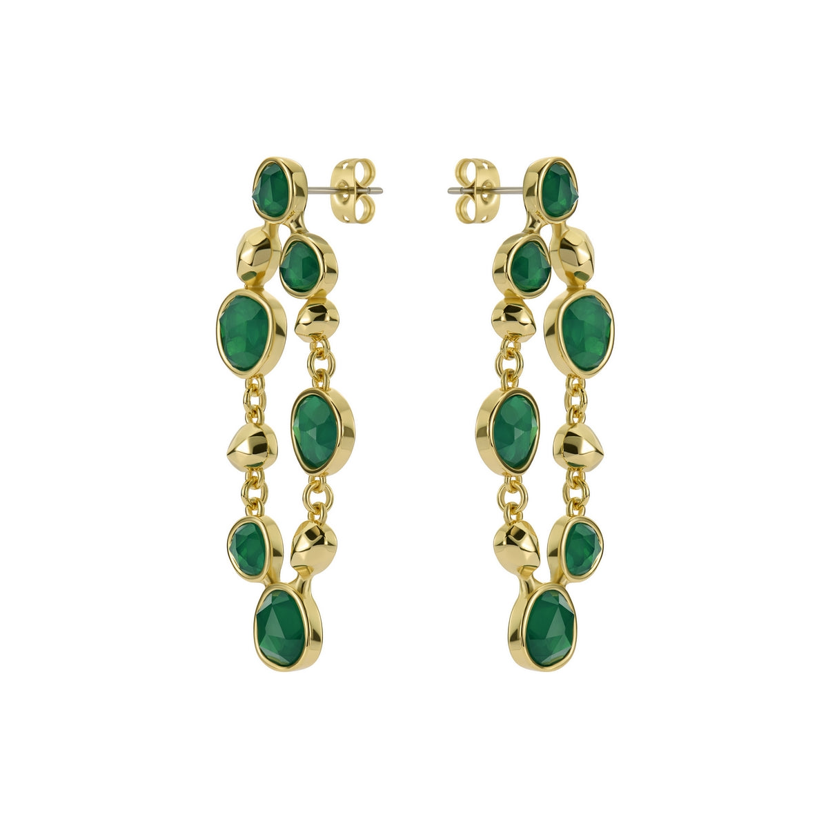 ted baker perial: pebble stone statement drop earrings gold tone, green