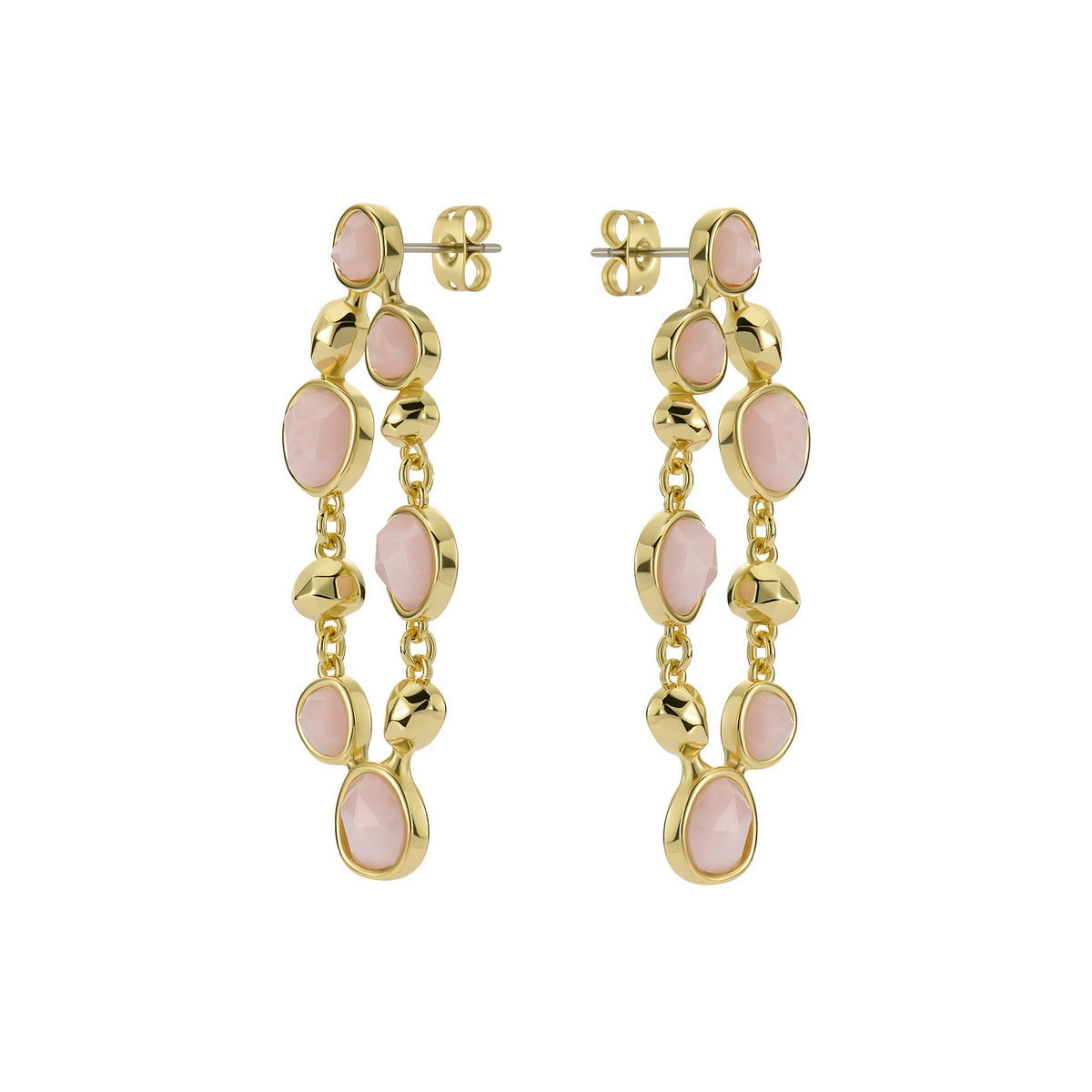 ted baker perial: pebble stone statement drop earrings gold tone, pink