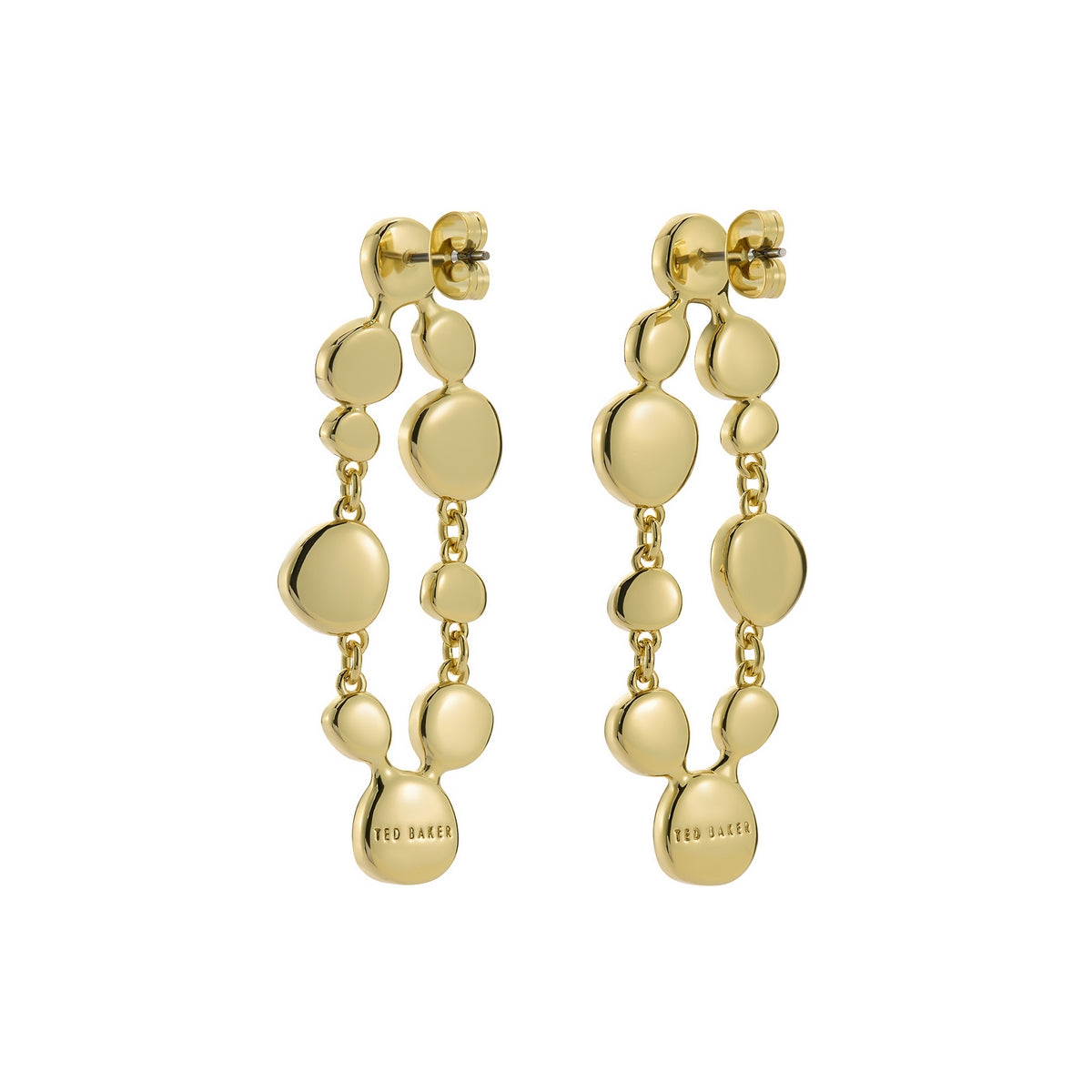 ted baker perial: pebble stone statement drop earrings gold tone, pink