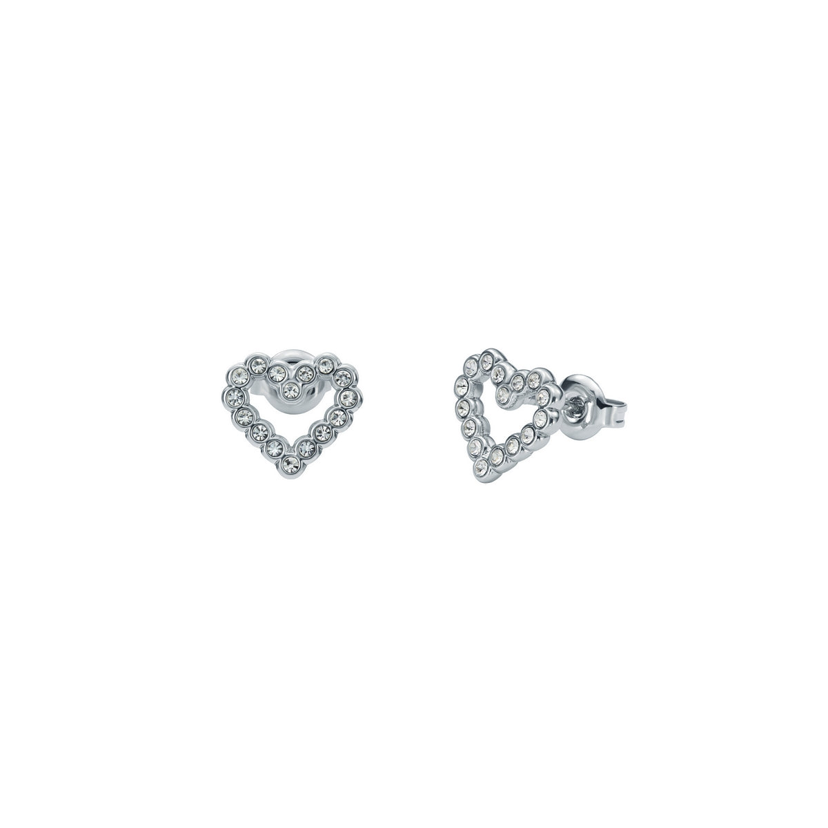 ted baker amorina crystal halo heart stud earrings, silver tone, clear crystal