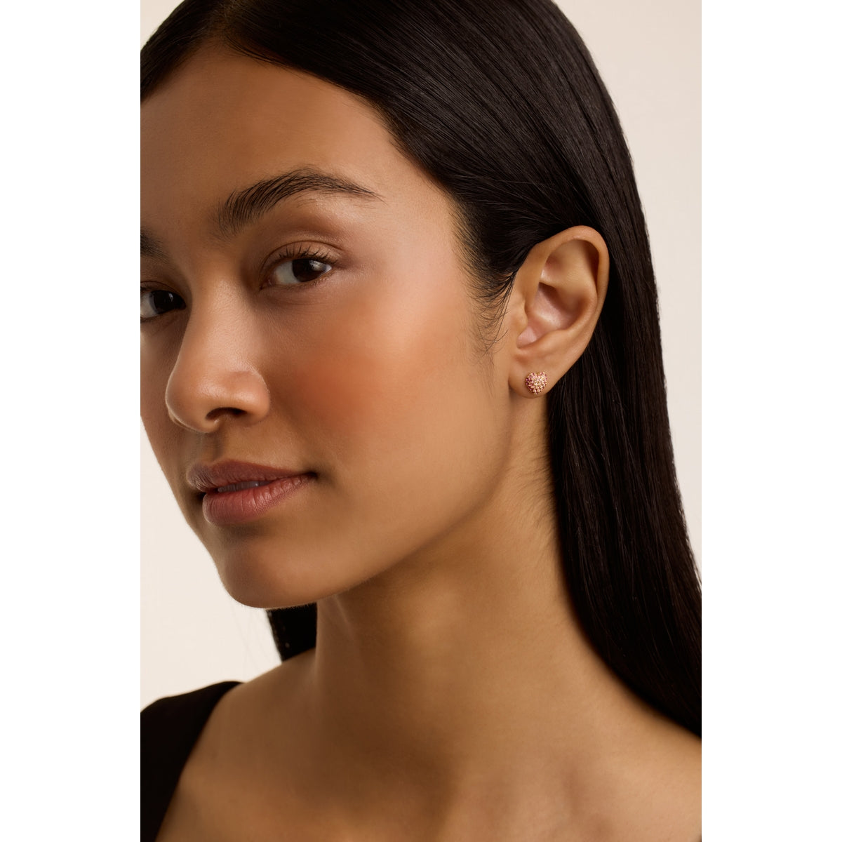 ted baker adoraa: crystal sweetheart adjustable stud earrings gold tone, light pink ombre crystal