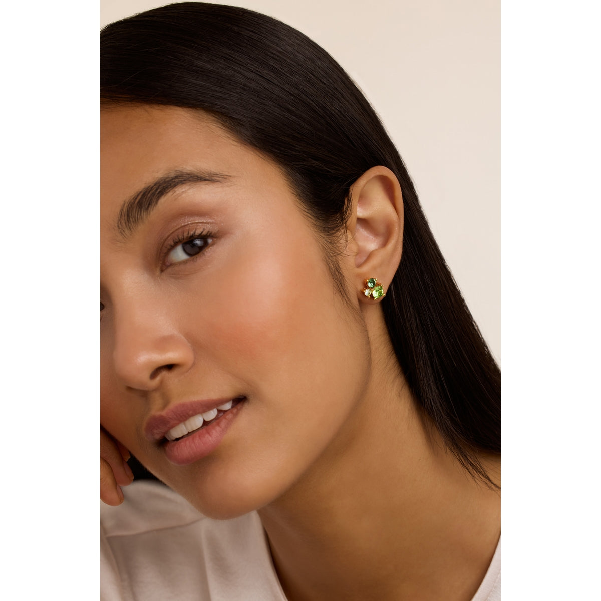 ted baker joyaa: jewel cluster stud earrings, gold tone, green multi crystal