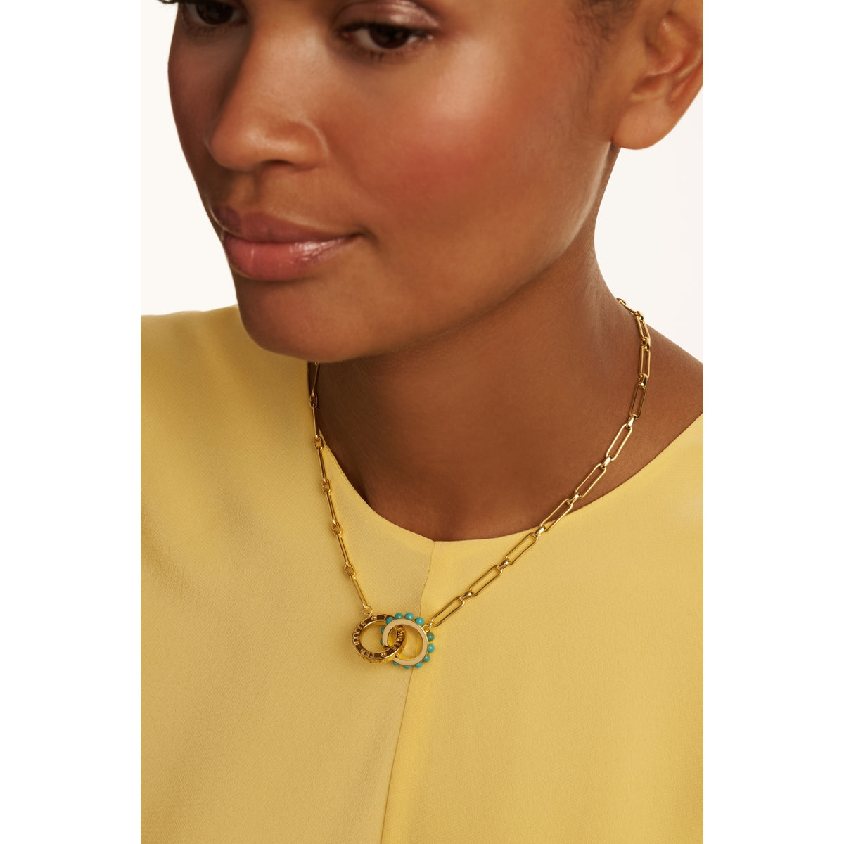 ted baker lola: double logo link necklace gold tone
