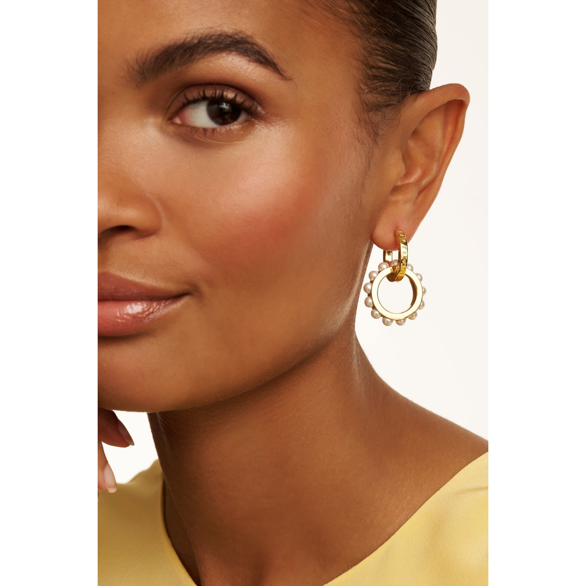 ted baker lorrie: double logo link drop earrings gold tone