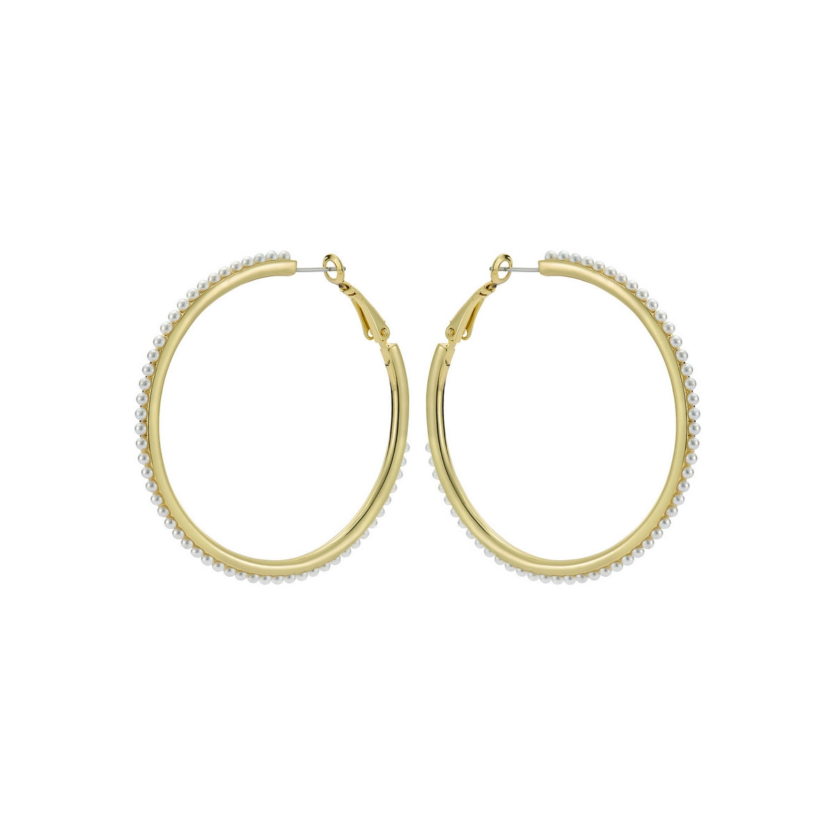 ted baker perla: large pearl hoop earrings, gold tone, pearl