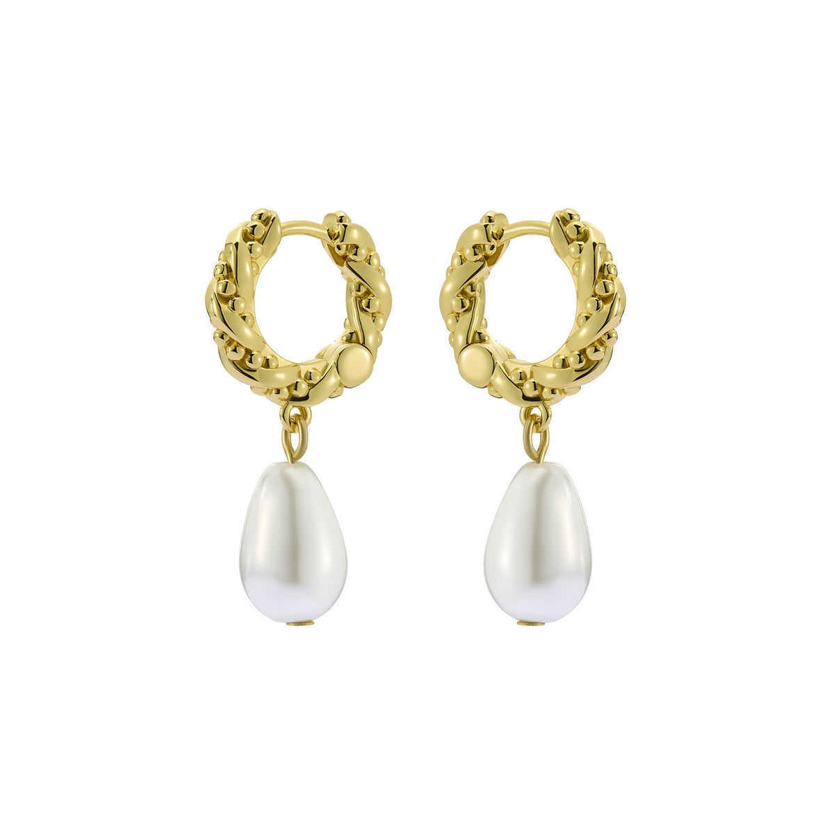 ted baker tilly: twisted pearl drop earrings gold tone