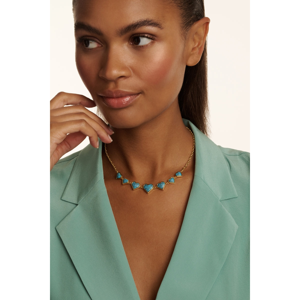 ted baker farah: faceted stone heart necklace gold tone