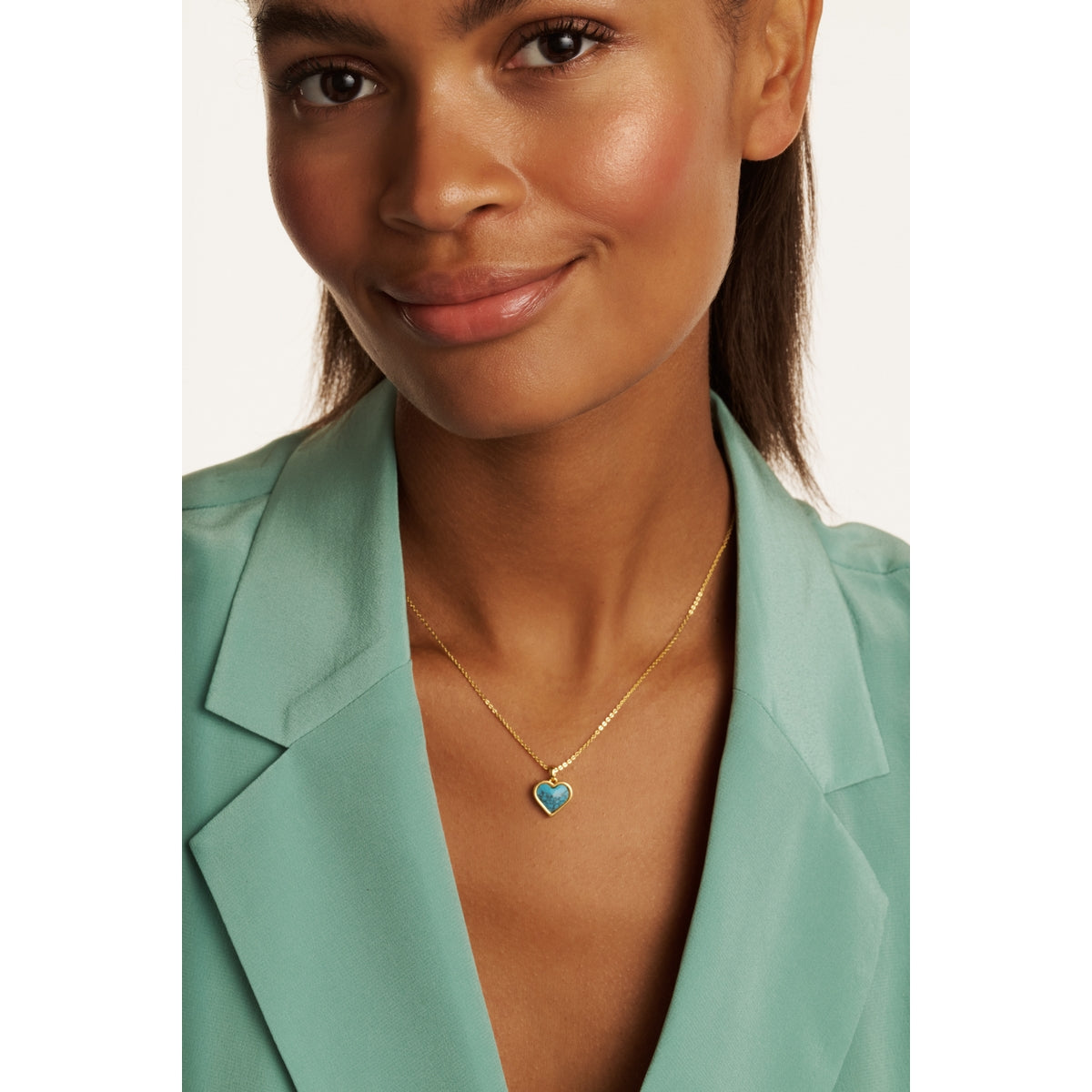 ted baker farida: faceted stone heart pendant necklace gold tone