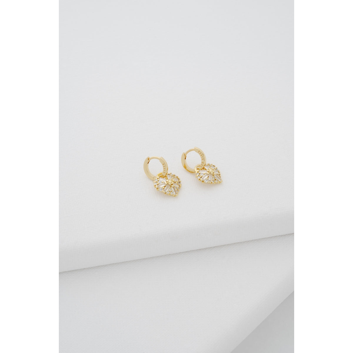 ted baker cherise: crystal cluster heart huggie drop earrings gold tone
