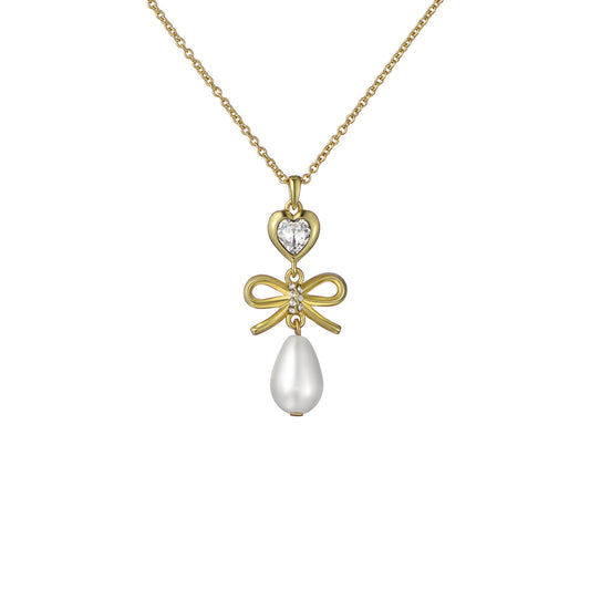 ted baker imogen: icon charm heart bow pearl drop pendant necklace