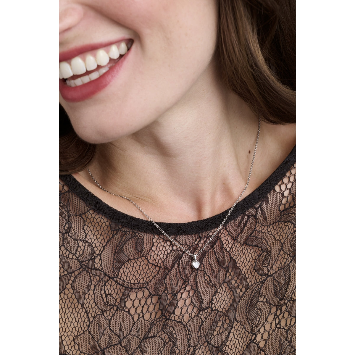 ted baker harlow: mini crystal heart pendant necklace  silver tone clear crystal