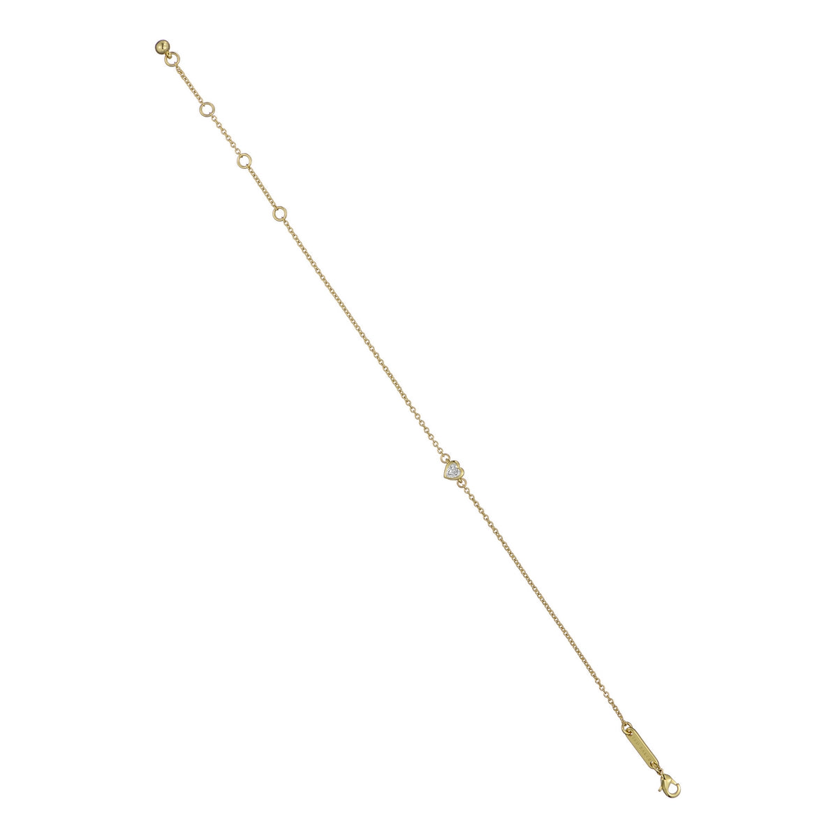 ted baker halle: mini crystal heart adjustable bracelet gold tone clear crystal