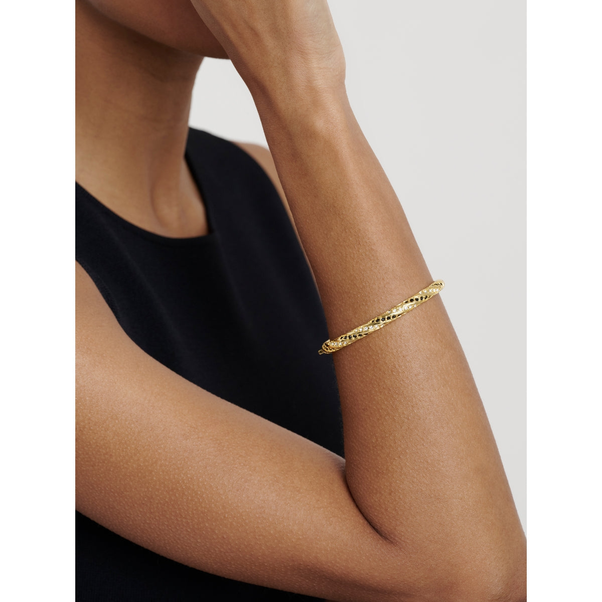 ted baker torvi: crystal twist hinged gold tone bangle bracelet