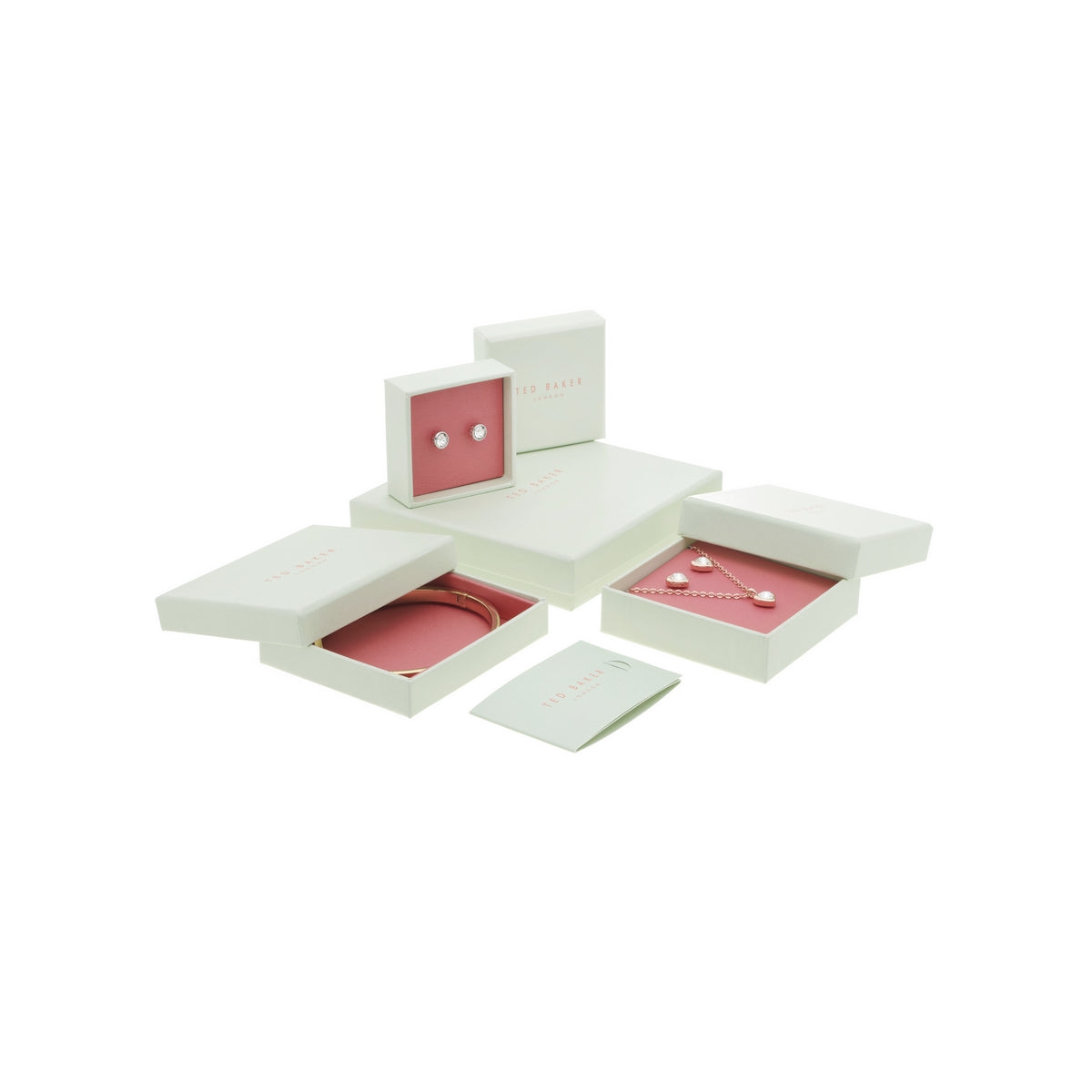 ted baker harmony: mini crystal heart stud earrings  silver tone clear crystal