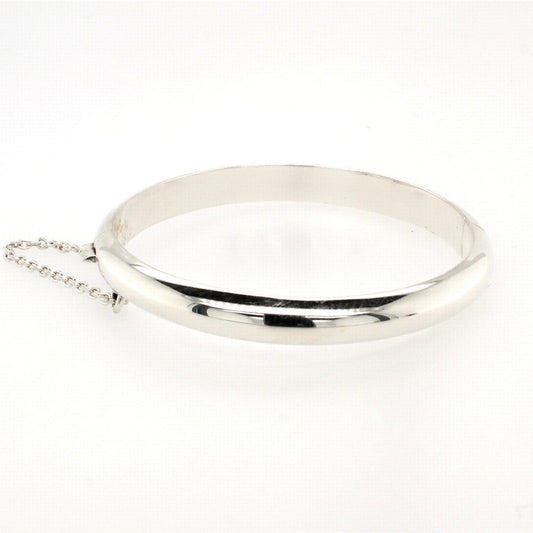 silver hinged bangle half round